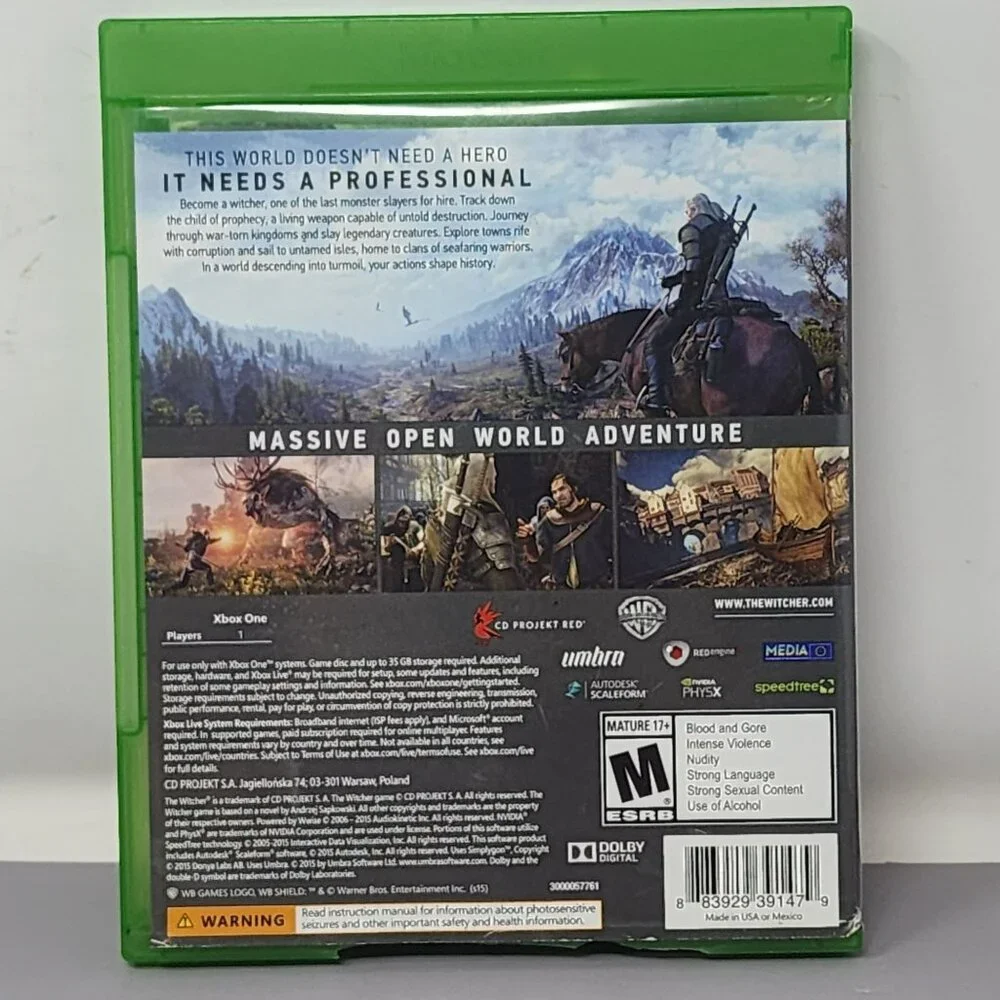 The Witcher 3: Wild Hunt Xbox One Game With Manual & Soundtrack‎ Untested